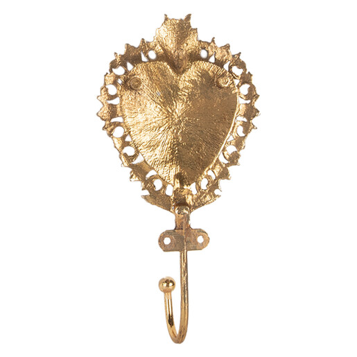 Cuier perete metal auriu Inimioara 7x4x15 cm
