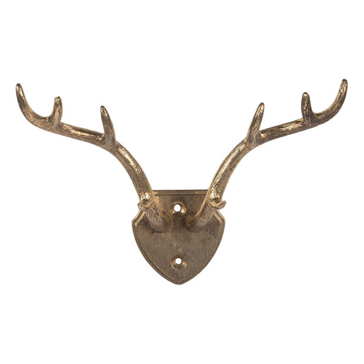 Cuier perete fier auriu Ren 17x8x12 cm