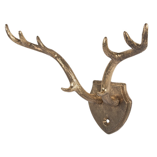 Cuier perete fier auriu Ren 17x8x12 cm