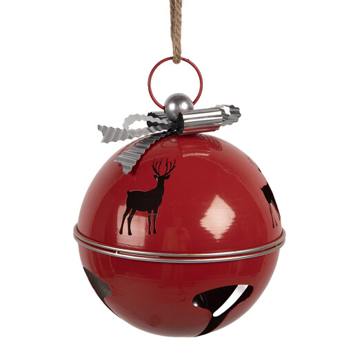 Clopotel Craciun metal rosu argintiu Ø 24x28 cm