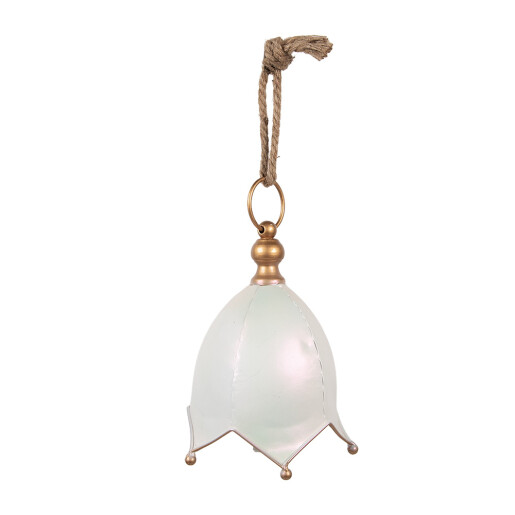 Clopotel Craciun metal alb auriu Ø 19x26 cm