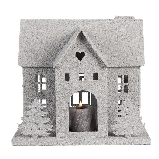 Casuta Craciun metal gri 26x17x24 cm