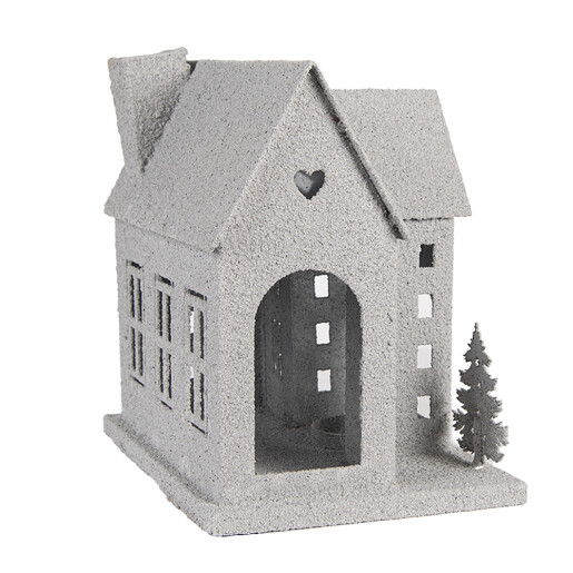 Casuta Craciun metal gri 26x17x24 cm
