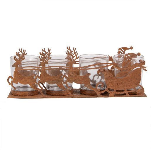 Suport lumanari Craciun metal maro 25x8x8 cm
