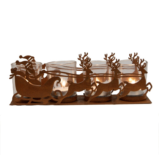 Suport lumanari Craciun metal maro 25x8x8 cm