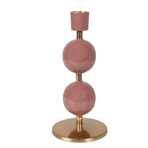 Sfesnic lumanare metal auriu roz Ø 9x19 cm