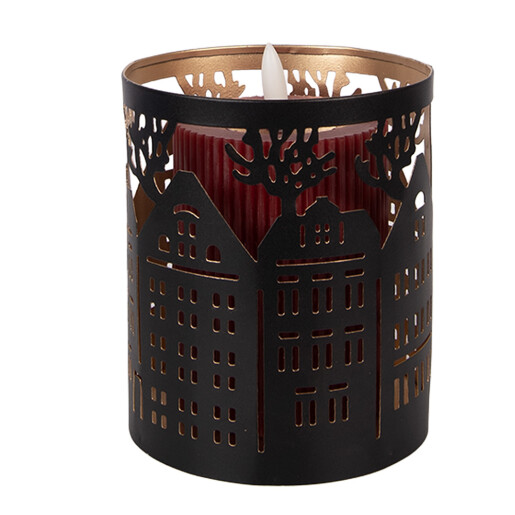 Suport lumanare Craciun metal negru auriu  Ø 11x13 cm
