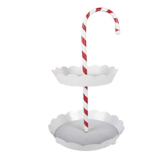 Platou Craciun metal alb rosu Ø 29x47 cm