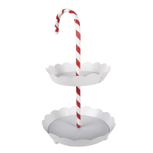 Platou Craciun metal alb rosu Ø 29x47 cm