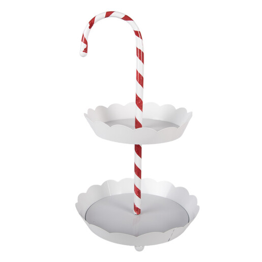 Platou Craciun metal alb rosu Ø 29x47 cm