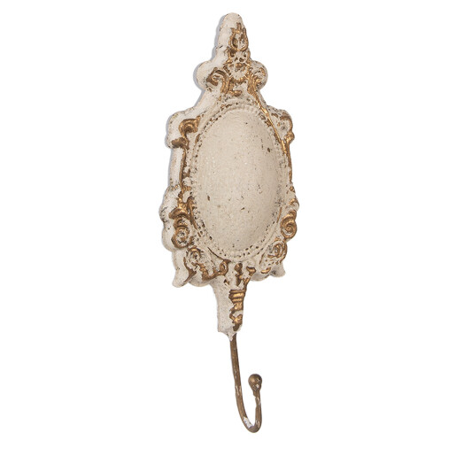 Cuier perete metal bej auriu vintage 12x4x31 cm