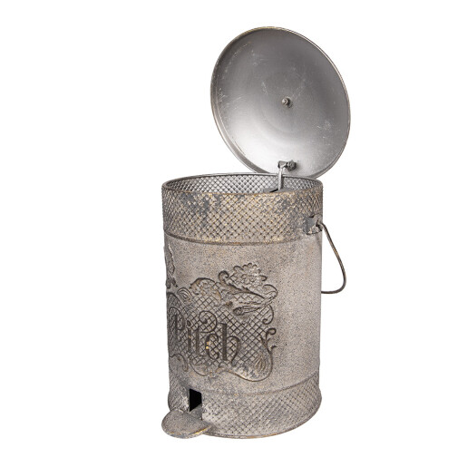 Cos gunoi cu pedala metal gri 24x24x31 cm