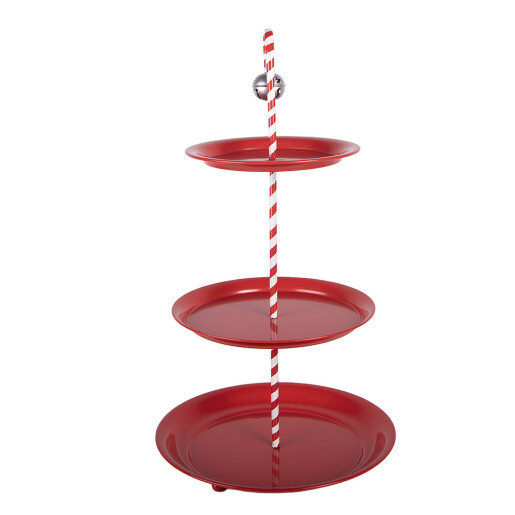 Platou supraetajat metal rosu  Ø 35x64 cm