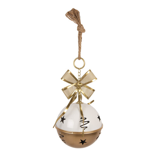 Clopotel Craciun metal alb auriu Ø 19x45 cm