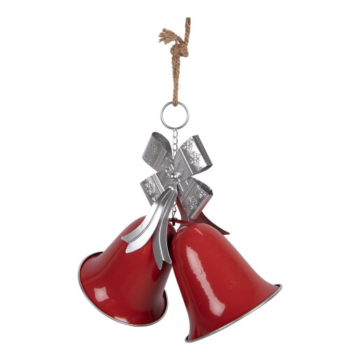 Clopotei Craciun metal rosu argintiu  42x21x46 cm