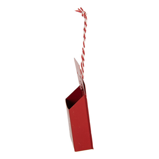 Ornament brad Craciun Cutie Postala metal rosu alb 5x3x8 cm