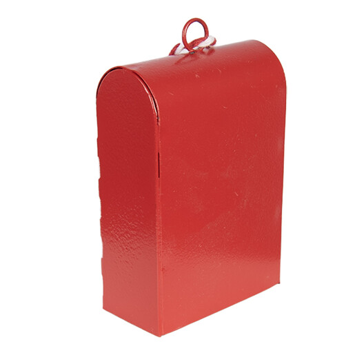 Ornament brad Craciun Cutie Postala metal alb rosu 5x3x8 cm