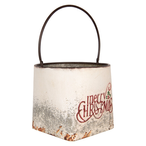 Set 2 ghivece Craciun metal multicolor vintage (2) 27x25x23/40 / 31x30x27/47 cm