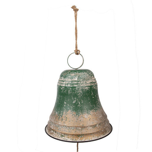 Clopotel Craciun metal auriu verde vintage Ø 42x46 cm