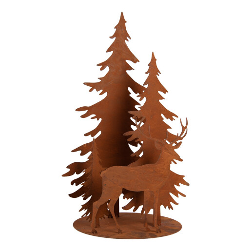 Decoratiune Craciun Brazi cu Ren metal maro 30x25x50 cm