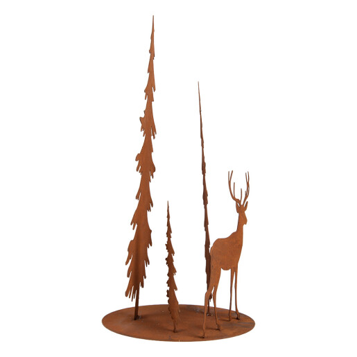 Decoratiune Craciun Brazi cu Ren metal maro 30x25x50 cm