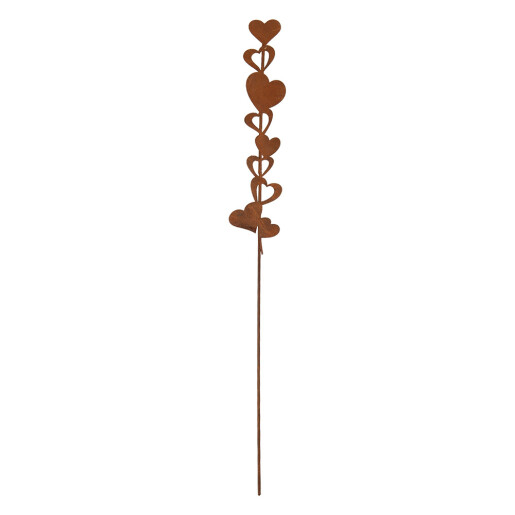Decoratiune gradina metal maro Inimioare 6x1x28 cm