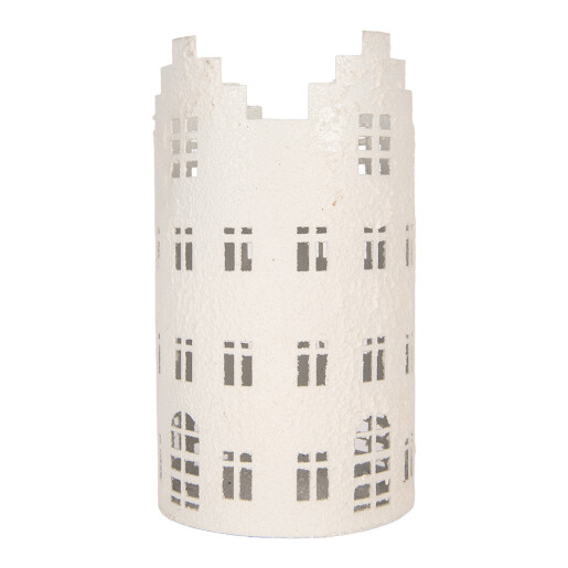 Candela lumanare Casuta metal alb Ø 13x23 cm