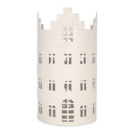 Candela lumanare Casuta metal alb Ø 13x23 cm