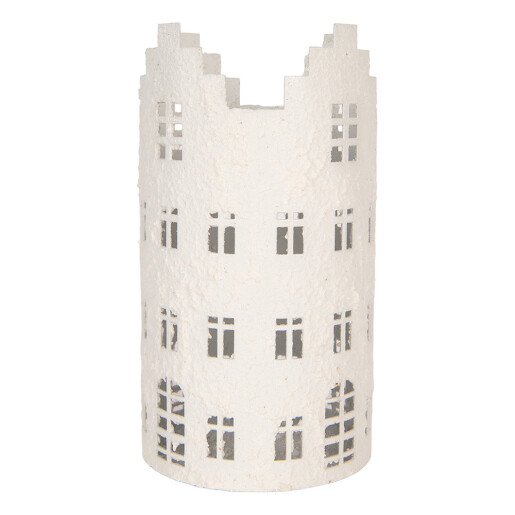 Candela lumanare Casuta metal alb Ø 11x20 cm
