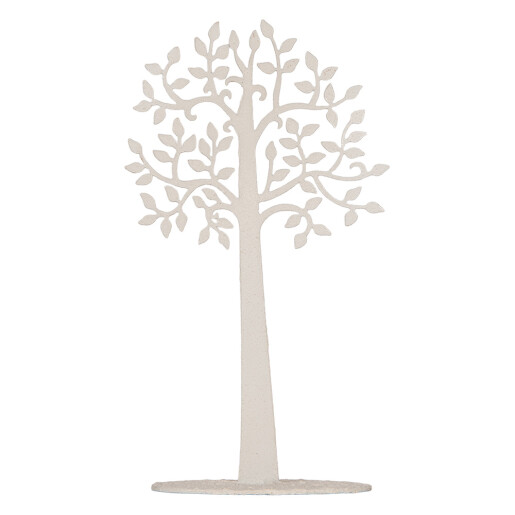 Decoratiune metal alb Copac 12x10x21 cm