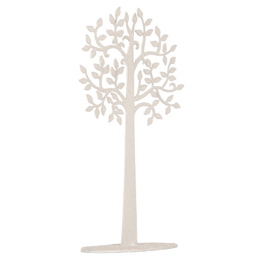 Decoratiune metal alb Copac 12x10x21 cm