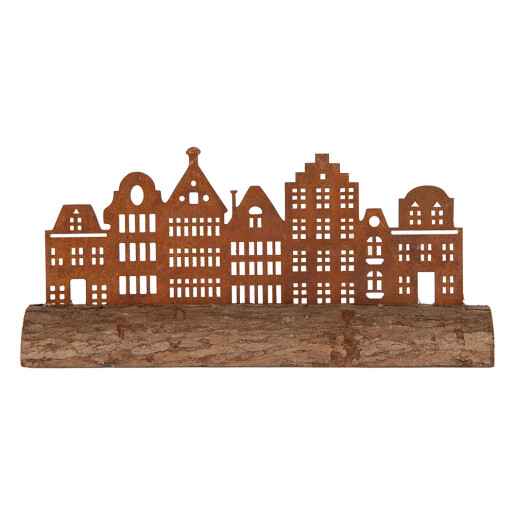 Decoratiune Casute metal lemn maro 25x5x8 cm