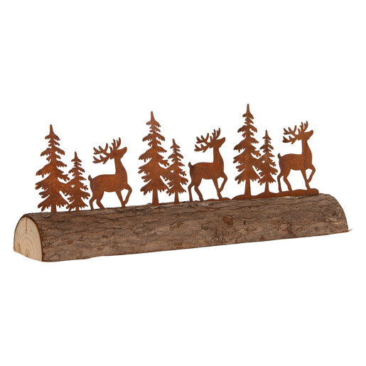 Decoratiune Brazi si Reni metal lemn maro 25x5x6 cm
