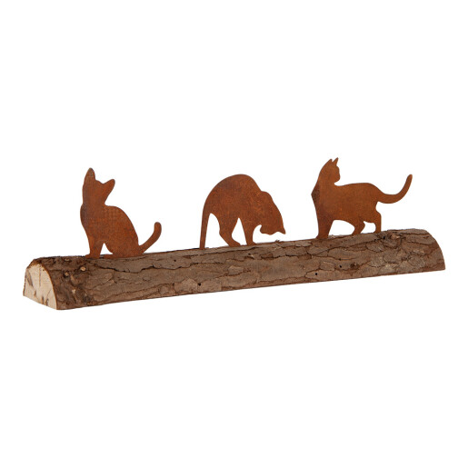 Decoratiune Pisicute lemn metal maro 32x5x7 cm