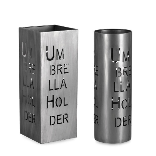 Set 2 suporturi umbrele otel argintiu Eymar 20x20x52h; ø18x52h