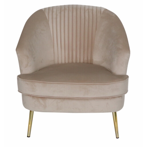 Fotoliu catifea crem 72 x 68 x 80 cm