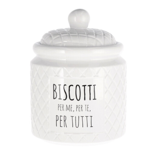 Borcan ceramica alba neagra Biscotti 15 x 20 cm