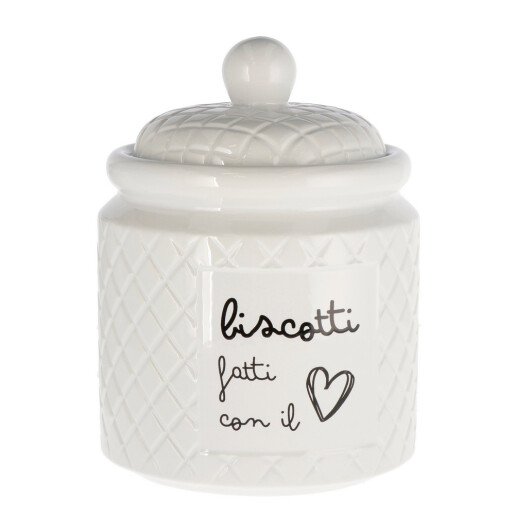 Borcan ceramica bej neagra Biscotti 15 x 20 cm