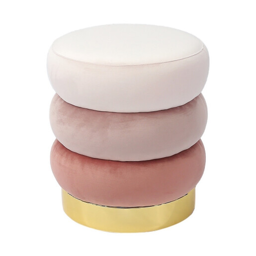 Taburet catifea roz metal auriu 40 x 45 cm