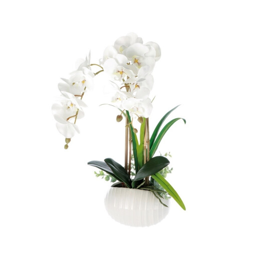 Orhidee artificiala alba in ghiveci 16,5 x 46 cm