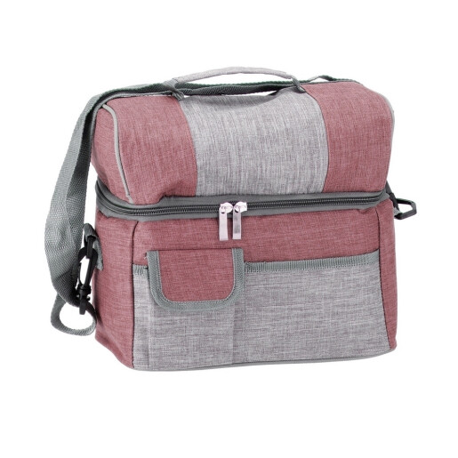 Geanta frigorifica textil gri rosu  27 x 17 x 24 cm