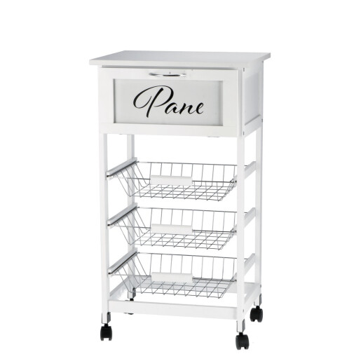 Carucior servire mdf alb negru 47 x 37 x 85 cm