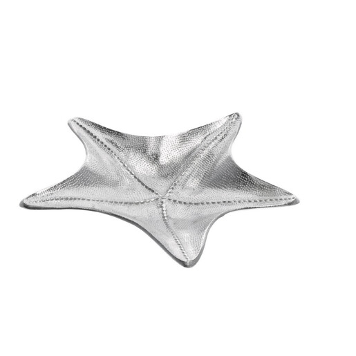 Platou decorativ metal argintiu Stea de Mare 39 x 39 cm