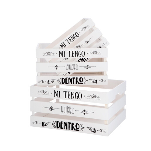 Set 3 cutii depozitare lemn alb negru  30 x 20 x 16, 35 x 25 x 18, 40 x 30 x 20 cm