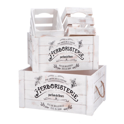 Set 4 cutii depozitare lemn negru alb 20 x 15 x 16 cm, 35 x 25 x 18 cm, 40 x 30 x 20 cm