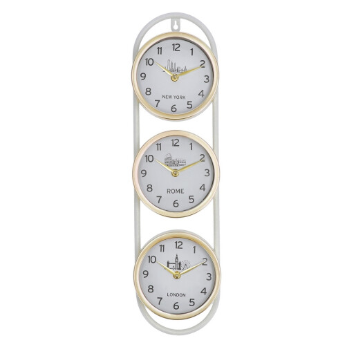 Ceas perete metal alb auriu 9,5 x 4 x 51 cm