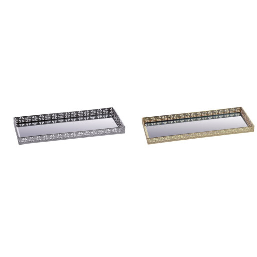 Set 2 tavi decorative metal auriu argintiu 40 x 16 cm