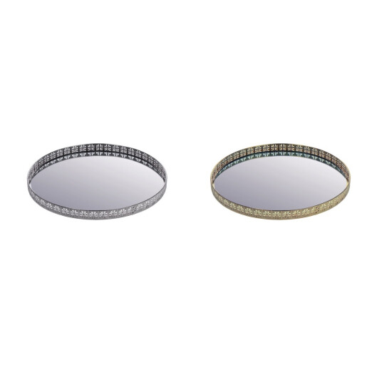 Set 2 tavi decorative metal auriu argintiu 35 cm