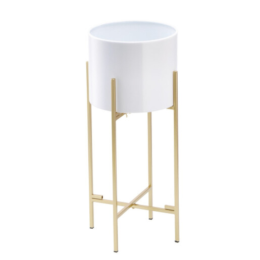 Suport ghiveci flori metal alb auriu 28 x 60 cm