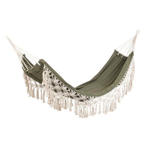 Hamac bumbac poliester alb verde Eldoris 200x100 cm